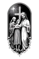 Holy cross and family tattoo design idea
