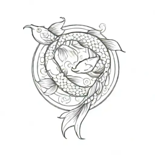 three koi fish in circle triskele tattoo design idea