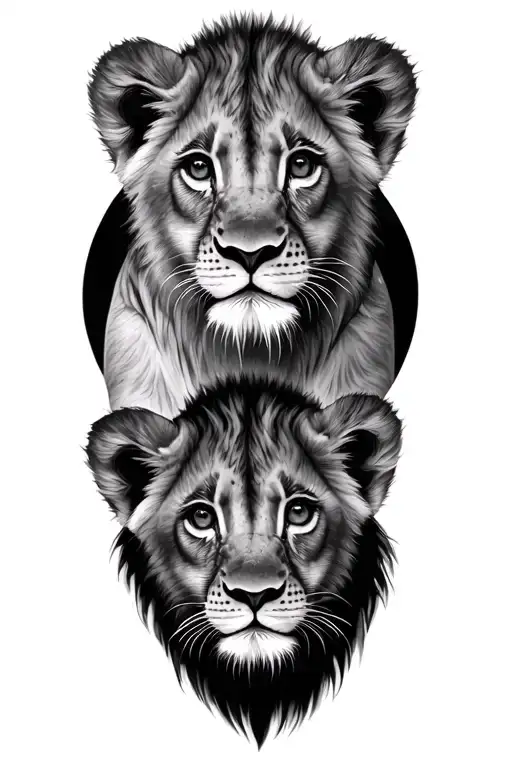 3 baby lion cubs with zodiac tattoo design idea