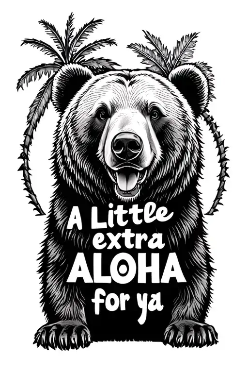 "A little extra aloha for ya" shakas American flag California bear tattoo design idea