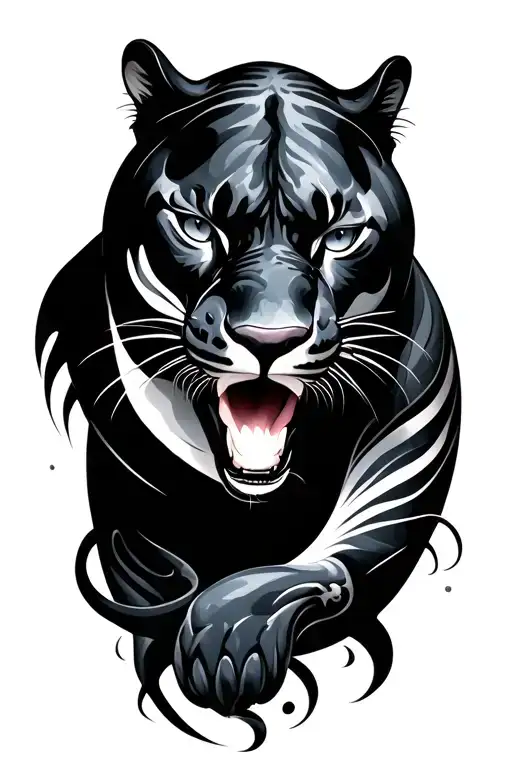 Dolphin and panther tattoo design idea