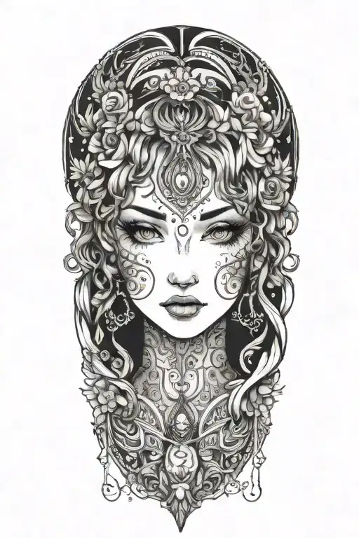 anime beautifull girl face tattoo design idea