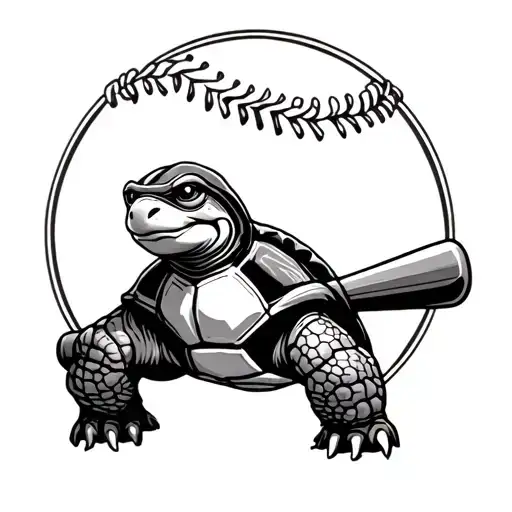New School Turtle with baseball bat tattoo design idea