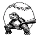 New School Turtle with baseball bat tattoo design idea