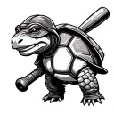 New School Turtle with baseball bat tattoo design idea