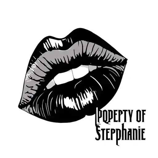 "Property of Stephanie " lips like kissed tattoo design idea