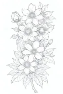 Chrysanthemum, Aster, Snowdrop, and Hellebore simple - no leaves tattoo design idea