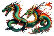 dragon and samurai fighting tattoo design idea