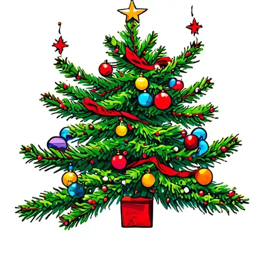 Colorful Christmas tree tattoo design idea