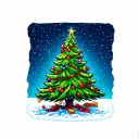 Colorful Christmas tree tattoo design idea