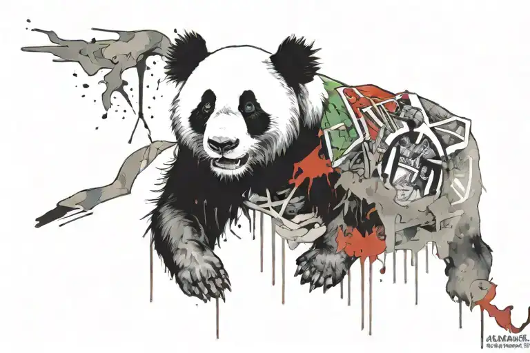 happy panda like unhappy bob marley smoking tattoo design idea
