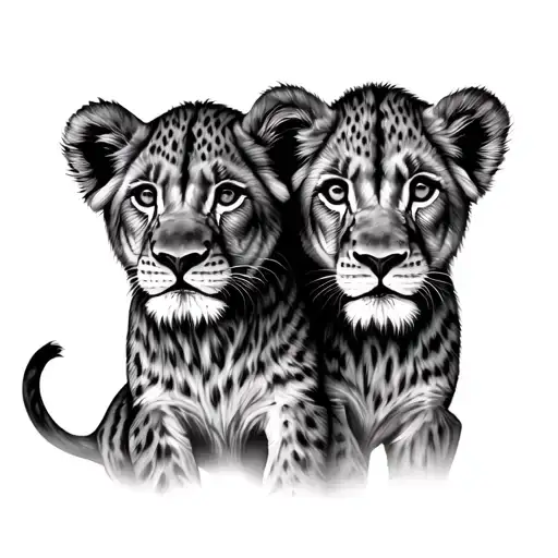 2 Lion Cubs tattoo design idea