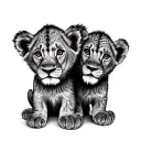 2 Lion Cubs tattoo design idea