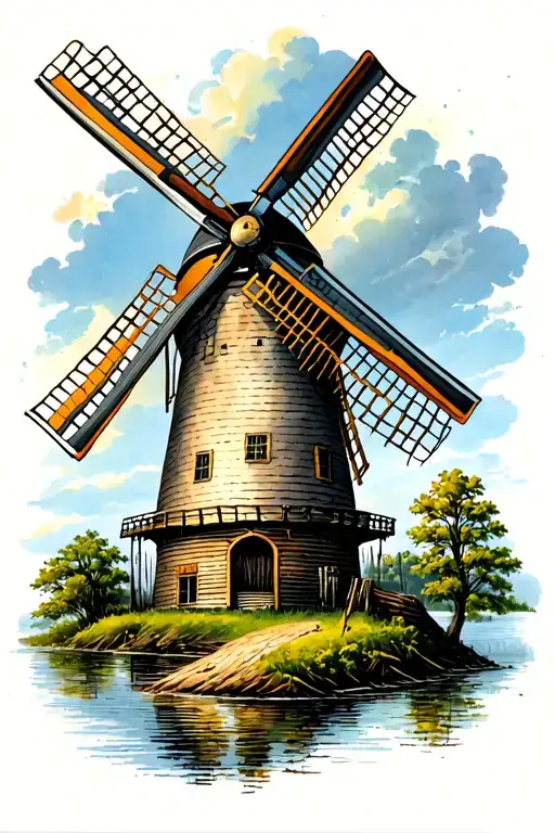 windmill tattoo design idea
