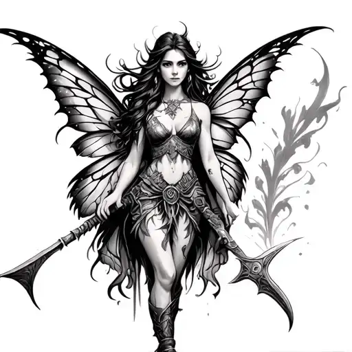 Warrior Fairy tattoo design idea