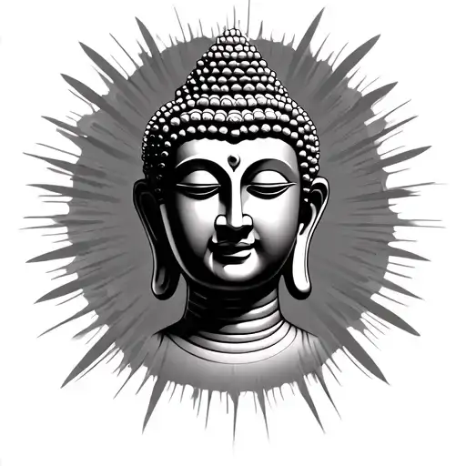 buddha face on arm deltoids tattoo design idea