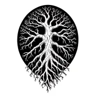 nordic tree roots spreading tattoo design idea