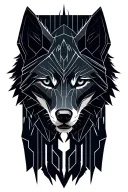 futuristic wolf head tattoo design idea