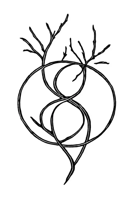 Virgo zodiac sign intertwined within its branches tattoo design idea