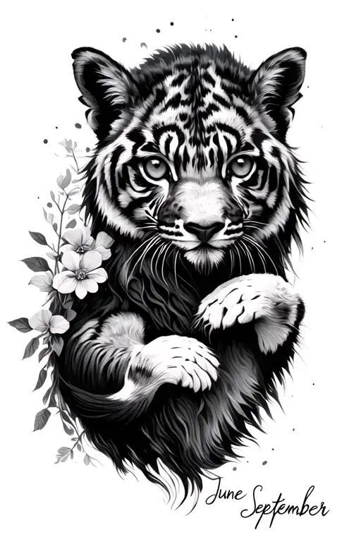 June and September animal playing tattoo design idea