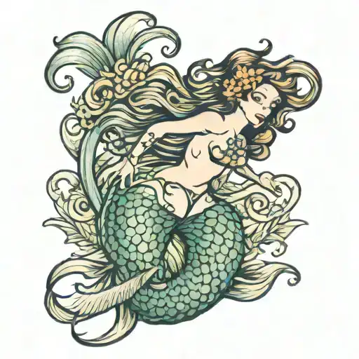 mermaid siren tattoo design idea