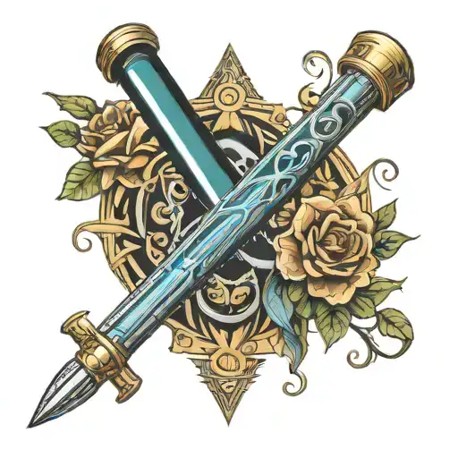 lightsabers in shape of roman numeral 4  tattoo design idea