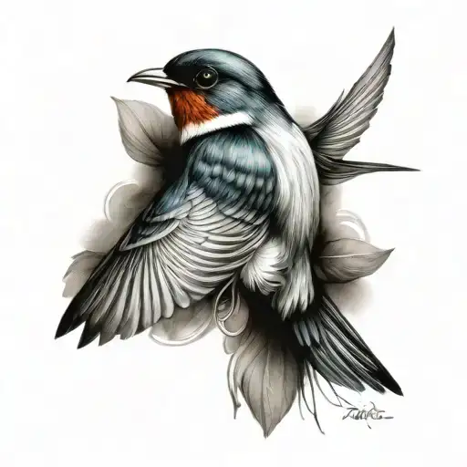 swallow tattoo colorful tattoo design idea