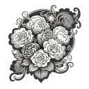 Krystal name shaded clouds surrounding tattoo design idea