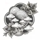 Krystal name shaded clouds surrounding tattoo design idea