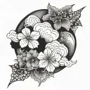 Krystal name shaded clouds surrounding tattoo design idea