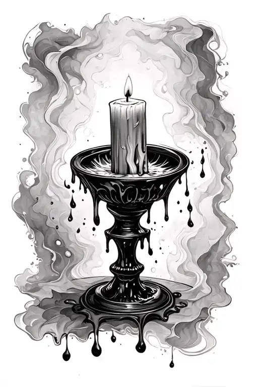 melting candle in candle holder tattoo design idea