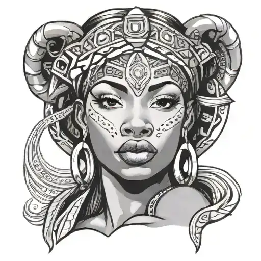 african godess with her tongue out  tattoo design idea