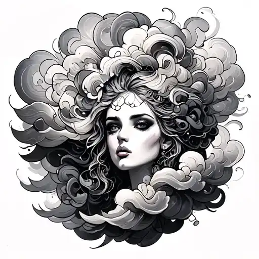 Coverup Clouds and Smoke tattoo design idea