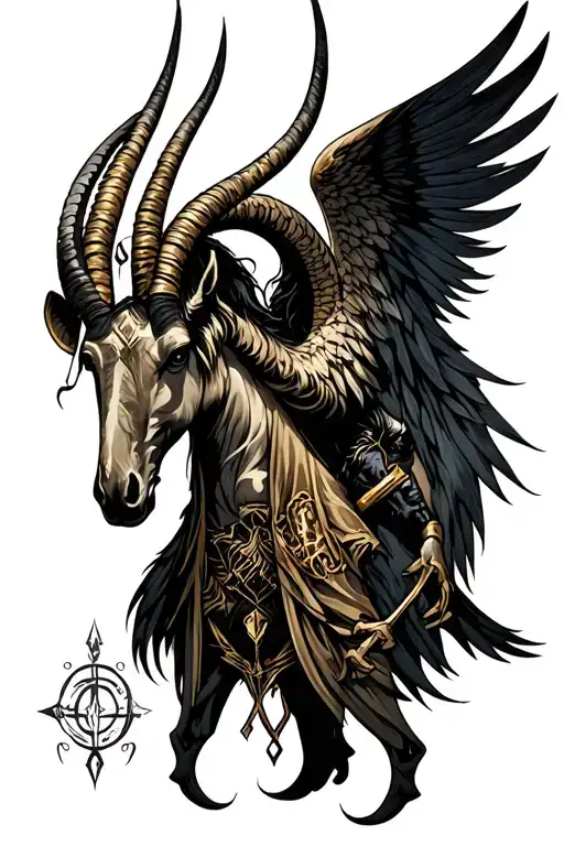 arcangel uriel with capricorn zodiac sign tattoo design idea