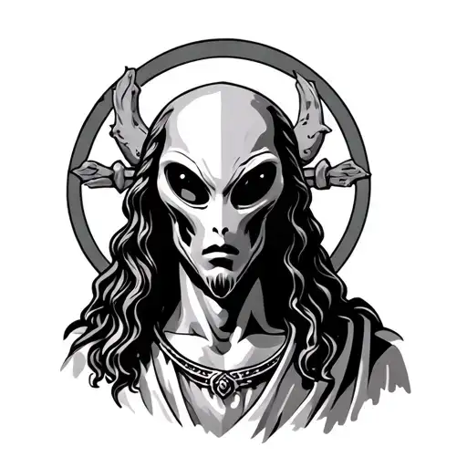 Cristo alien tattoo design idea