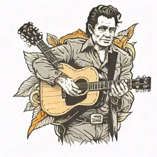 Johnny cash, with guitar tattoo design idea
