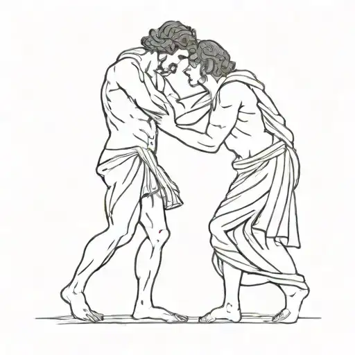Myth of Greek soulmates tattoo design idea