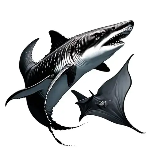 Whale Shark And Manta Ray tattoo design idea