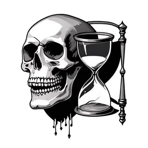 memento mori skull and hourglass tattoo design idea