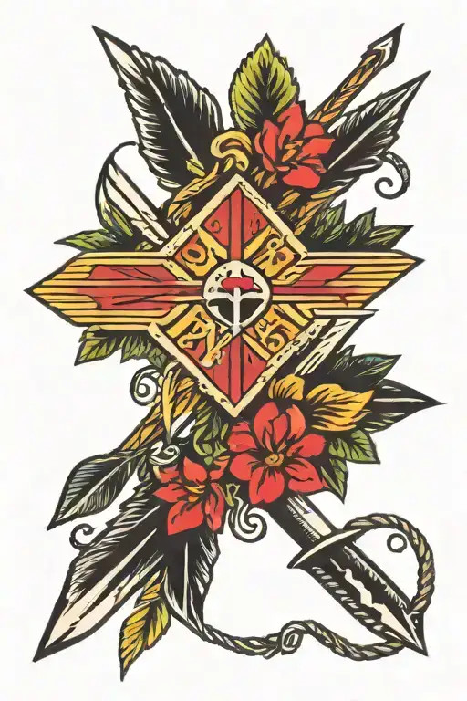 crossed arrows pointing tattoo design idea