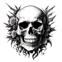 skull and bio mechanical tattoo design idea