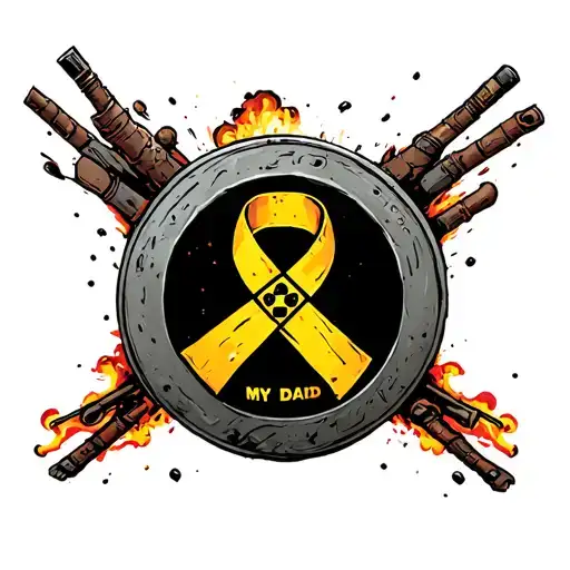 My Dads A warrior, toxic waste barrel,nuclear explosion, leukemia cancer ribbon tattoo design idea