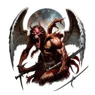 war scene of demons and angels realistic portraits  tattoo design idea