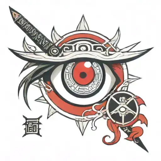 sharingan eye with a katana and amaterasu tattoo design idea