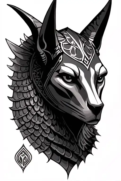 Anubis with scales tattoo design idea