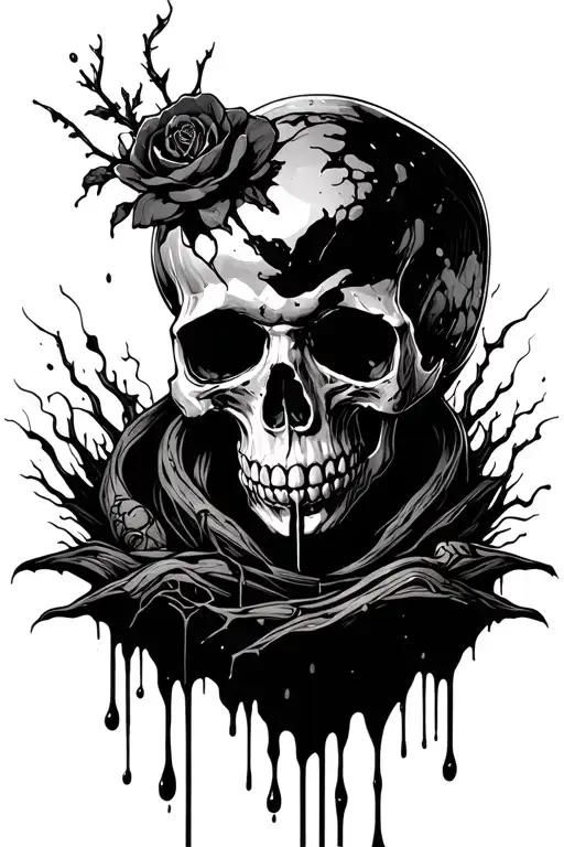 skull and blood dripping tattoo design idea