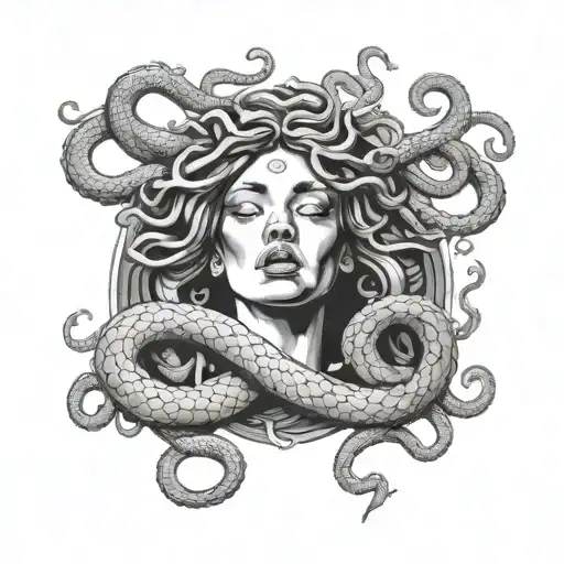 crying Medusa with snakes tattoo design idea