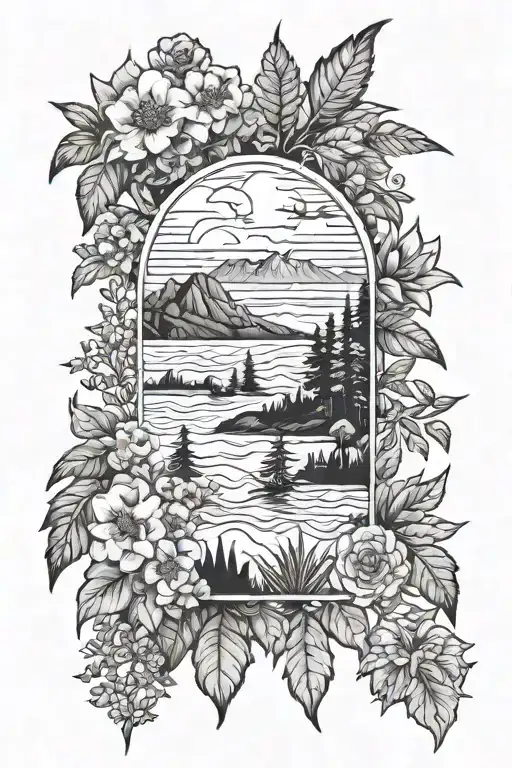 east coast and west coast nature elements like tattoo design idea