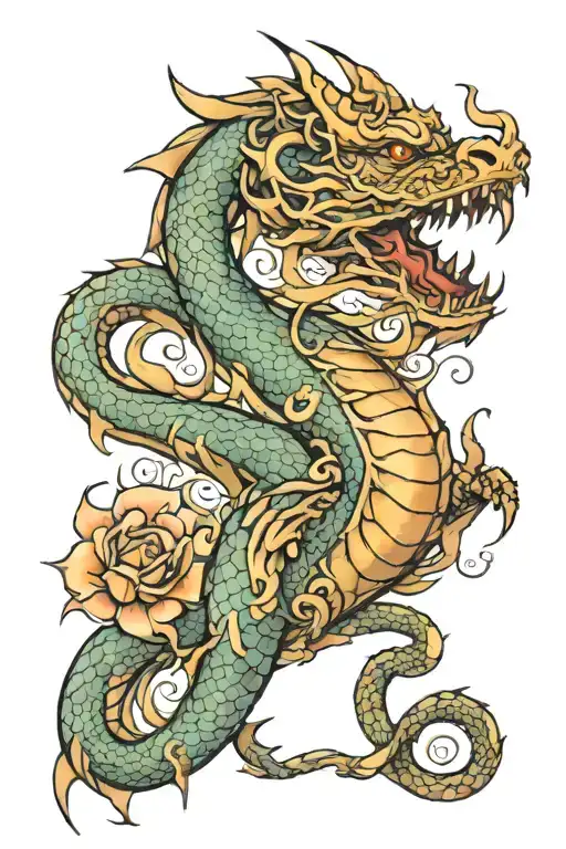 siren dragon wrapped tattoo design idea