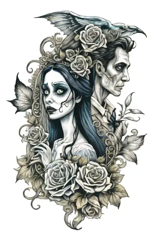 corpse bride tattoo design idea